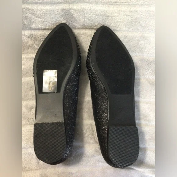 Lauren Lorraine Black Embellished Pointed Toe Ballet Flats Size 8 - Picture 8 of 11